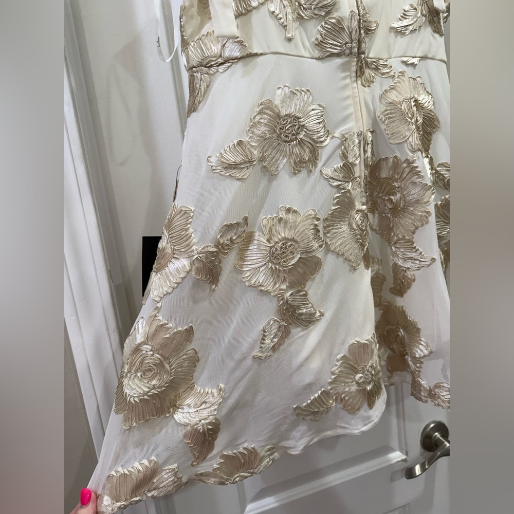 🆕🆕 Lulus Truly Inspiring Ivory Mesh Floral Mini Dress Size XL Prom Wedding Party - Picture 7 of 16